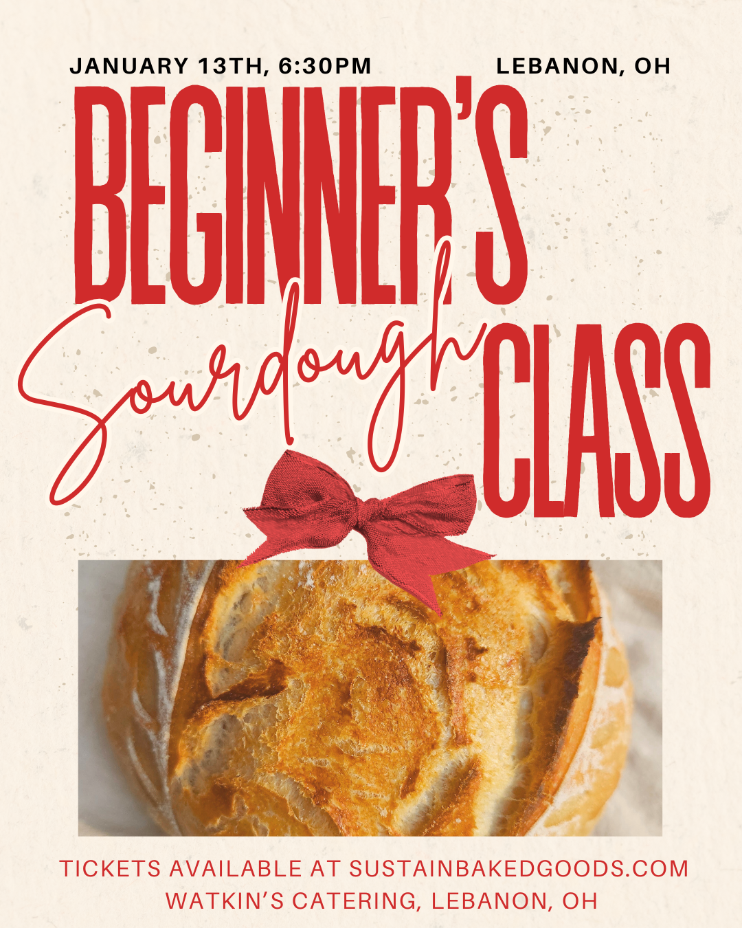Beginner's Sourdough Class- Watkin's Catering - January 13th