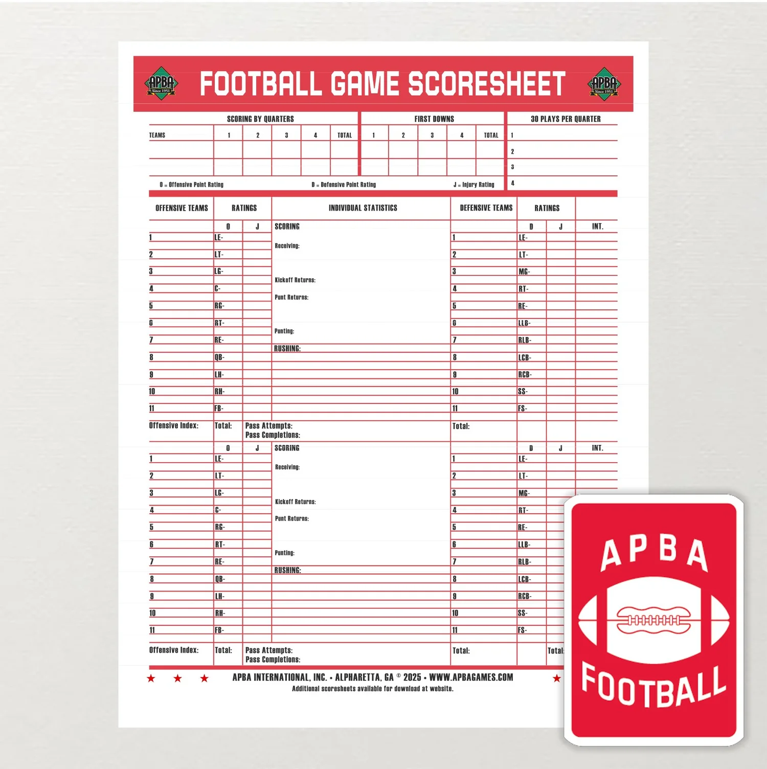 APBA Pro Football Basic Game — APBA Games