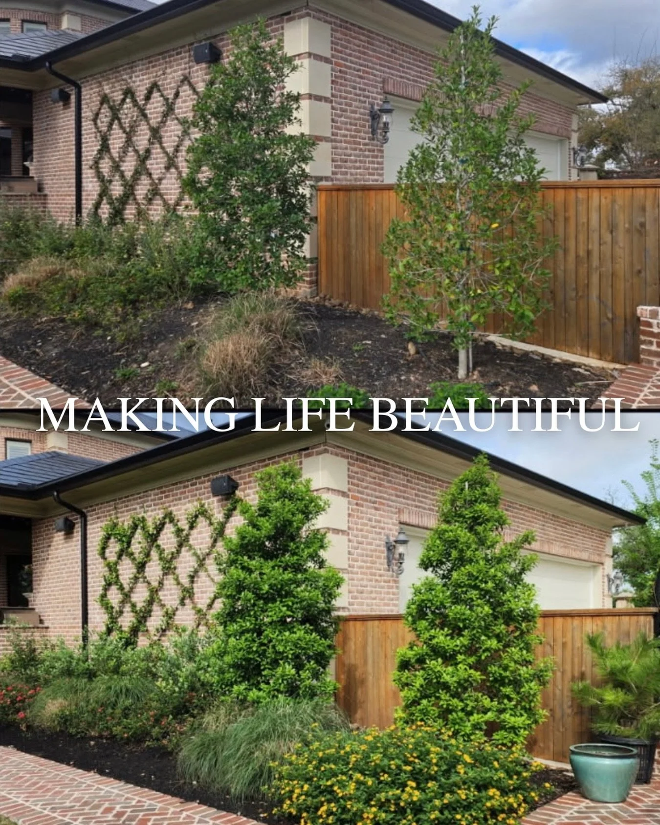 An amazing before and after to remind us what it&rsquo;s all about&hellip; Making Life Beautiful for our clients 🌿☀️☁️

#texaslandscaper #landscapeenhancement #landscapedesign #texaslandscape #brazosvalleylandscaping