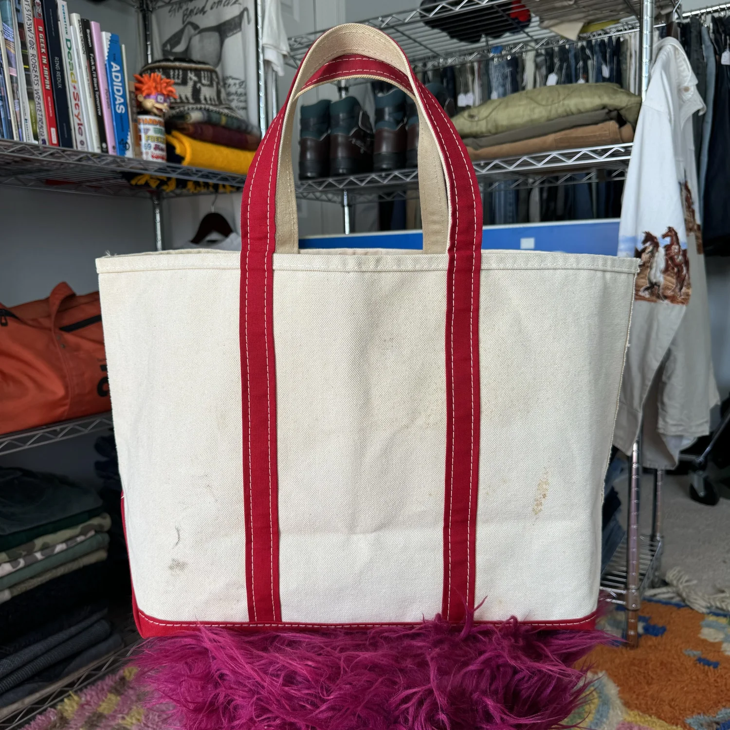 1980's L.L.Bean Boat and Tote “Crimson Red” Large Size — papa