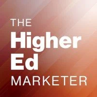 Text that reads 'The Higher Ed Marketer' on a gradient background.