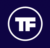 Logo with the letters 'TF' inside a circle on a dark blue background.
