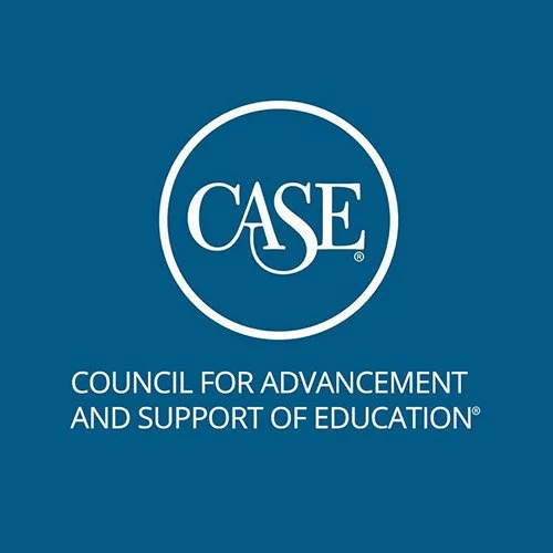 Logo of the CASE Council for Advancement and Support of Education with blue background