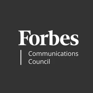 Forbes Communications Council logo with black background and white text