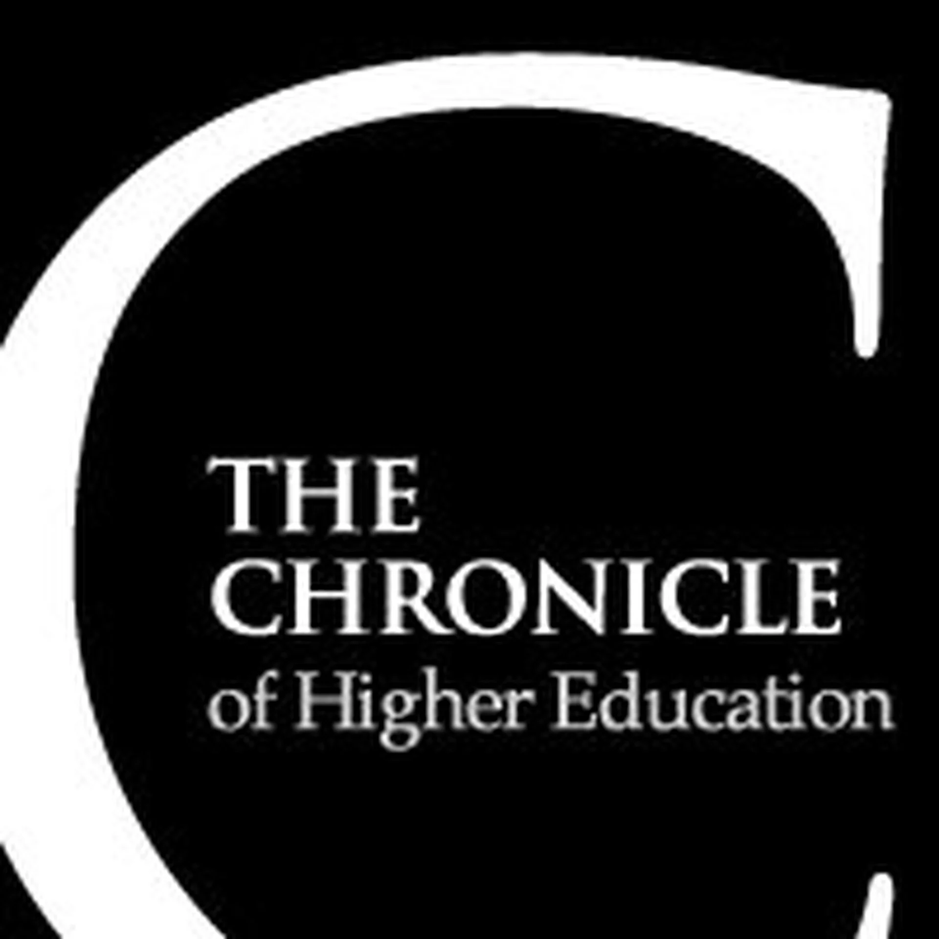 Black and white logo with text reading 'The Chronicle of Higher Education'.