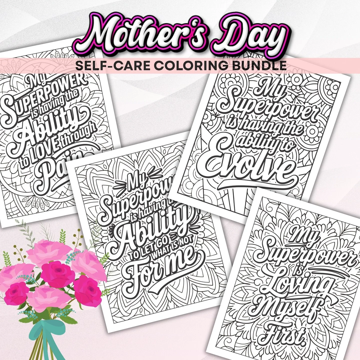 Mother&rsquo;s Day is around the corner&hellip; and this year, give the gift every mom actually needs&mdash;peace, quiet, and a moment to herself 💕

Introducing my Self-Care Coloring Bundle 🖤 
A 4-page INSTANT DOWNLOAD printable set filled with pow