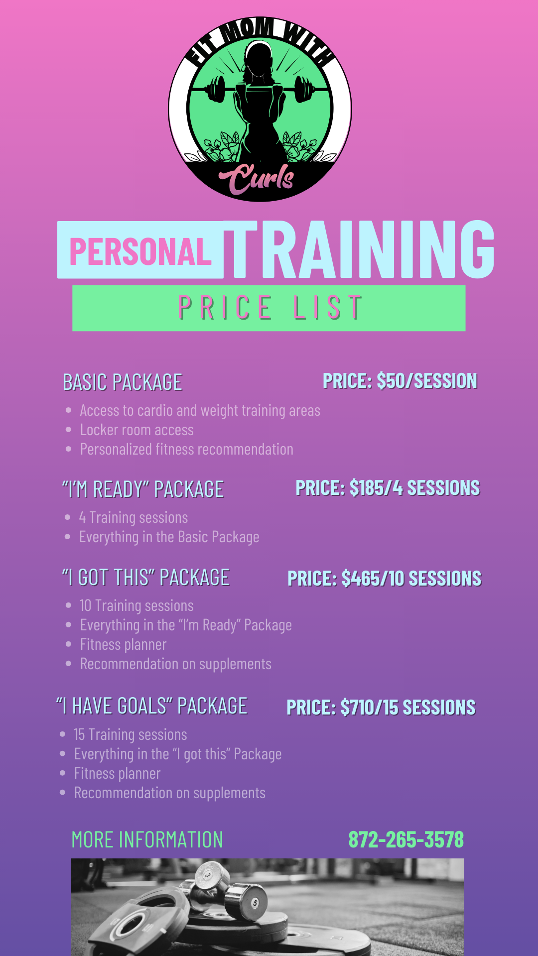 Personal training pricing with Nicole "Fit Mom with Curls" Moore
