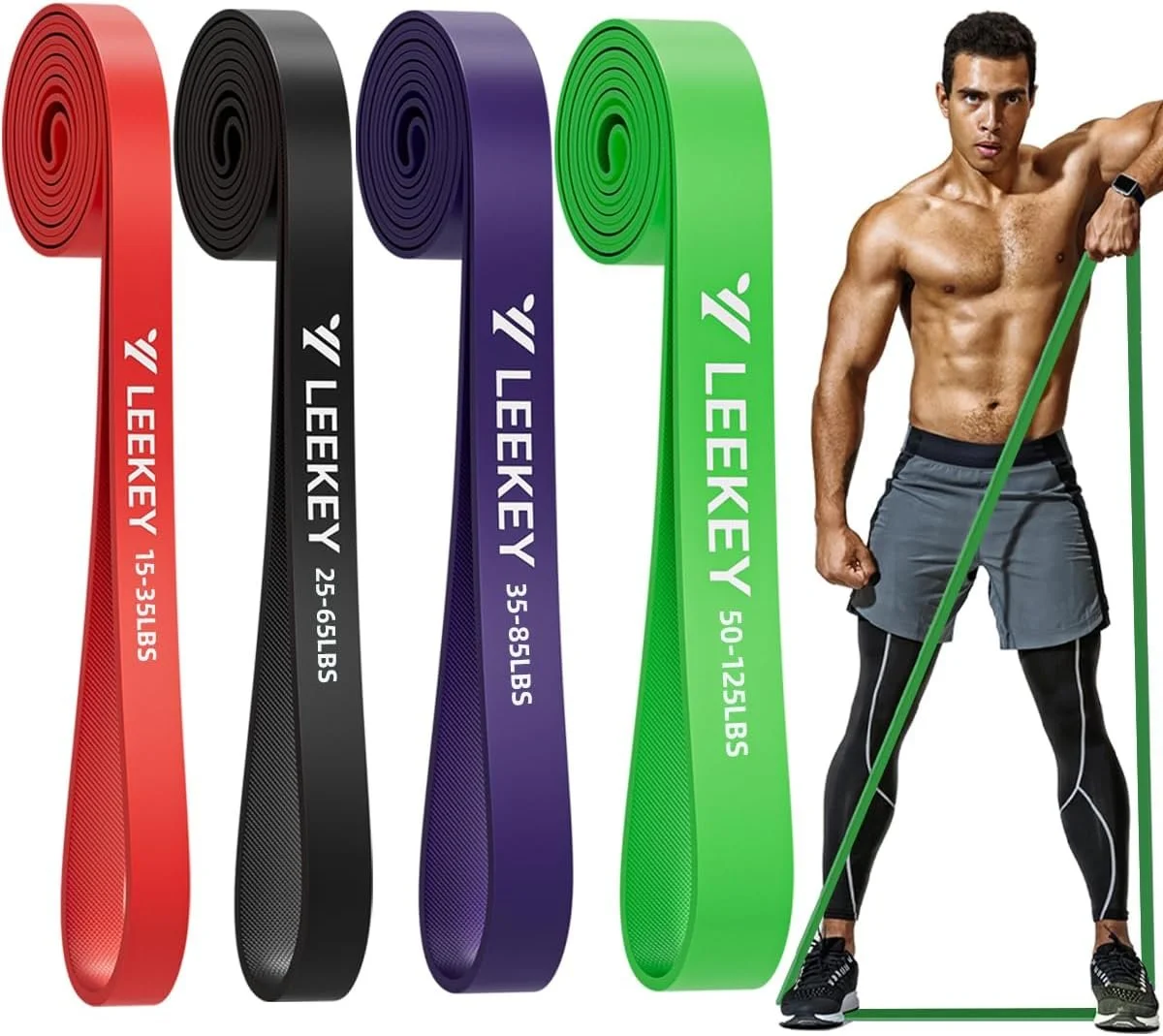 4 levels of resistance bands on Amazon recommended by Fit Mom with Curls for fitness training