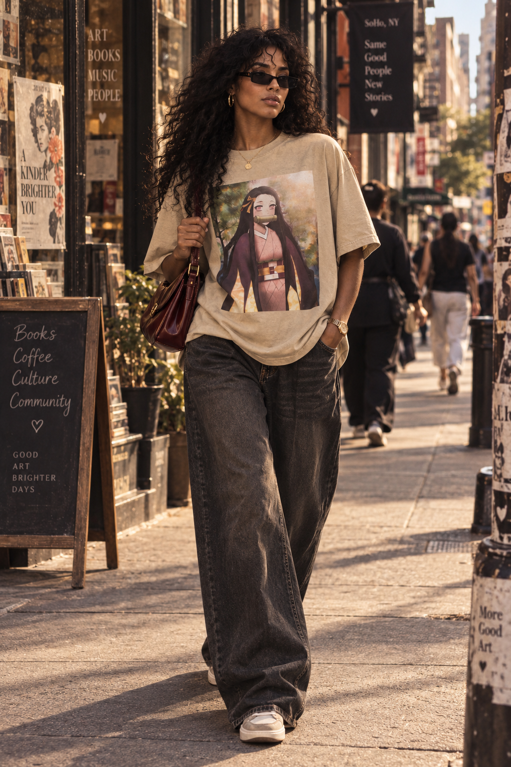Nezuko inspired Oversized faded t-shirt