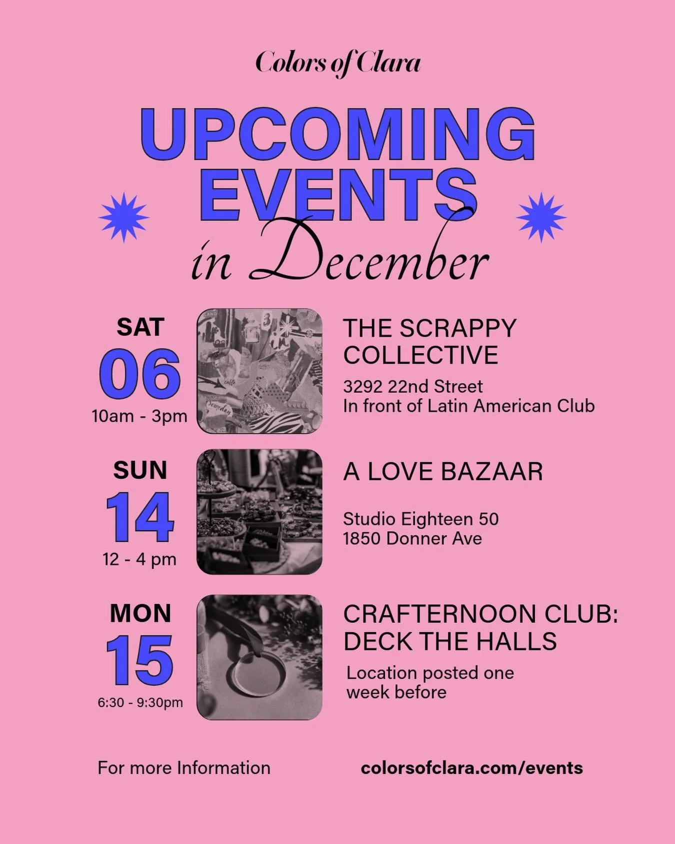December events are out! Come support local businesses and say hi 👋 would love to see your cute faces 😊