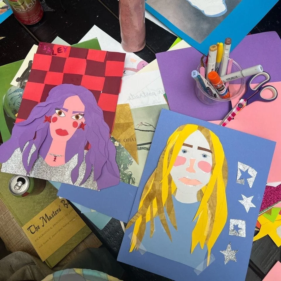 Some of the amazing creations from the last Crafternoon club where we played with paper to make portraits. ✂️ I&rsquo;m obsessed with how they all turned out!