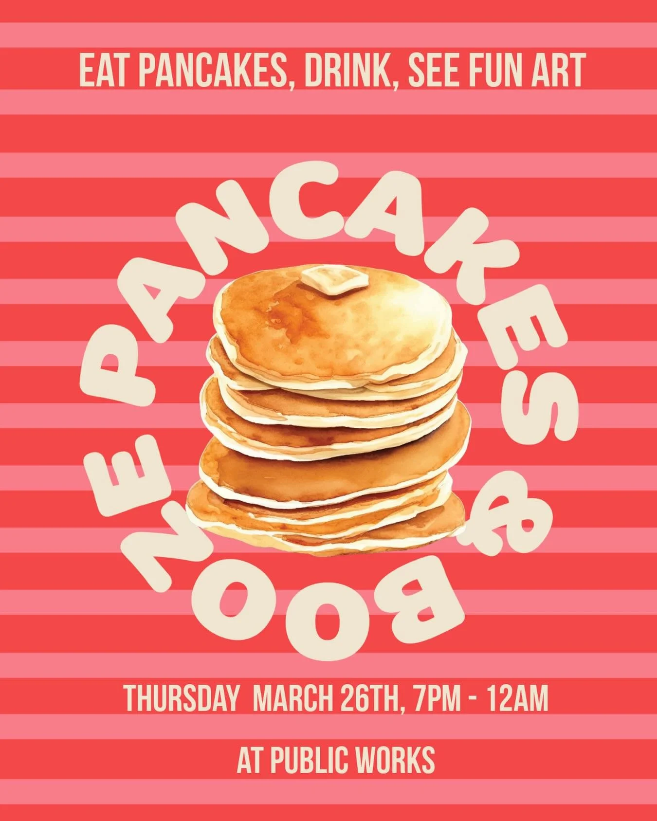 Excited to share that I&rsquo;ll be showing some of my new work and selling items at @pancakesandbooze on March 26th. 

Come for the bottomless pancakes, stay for the amazing local art 🥞 hope to see you there! Link in bio for tickets