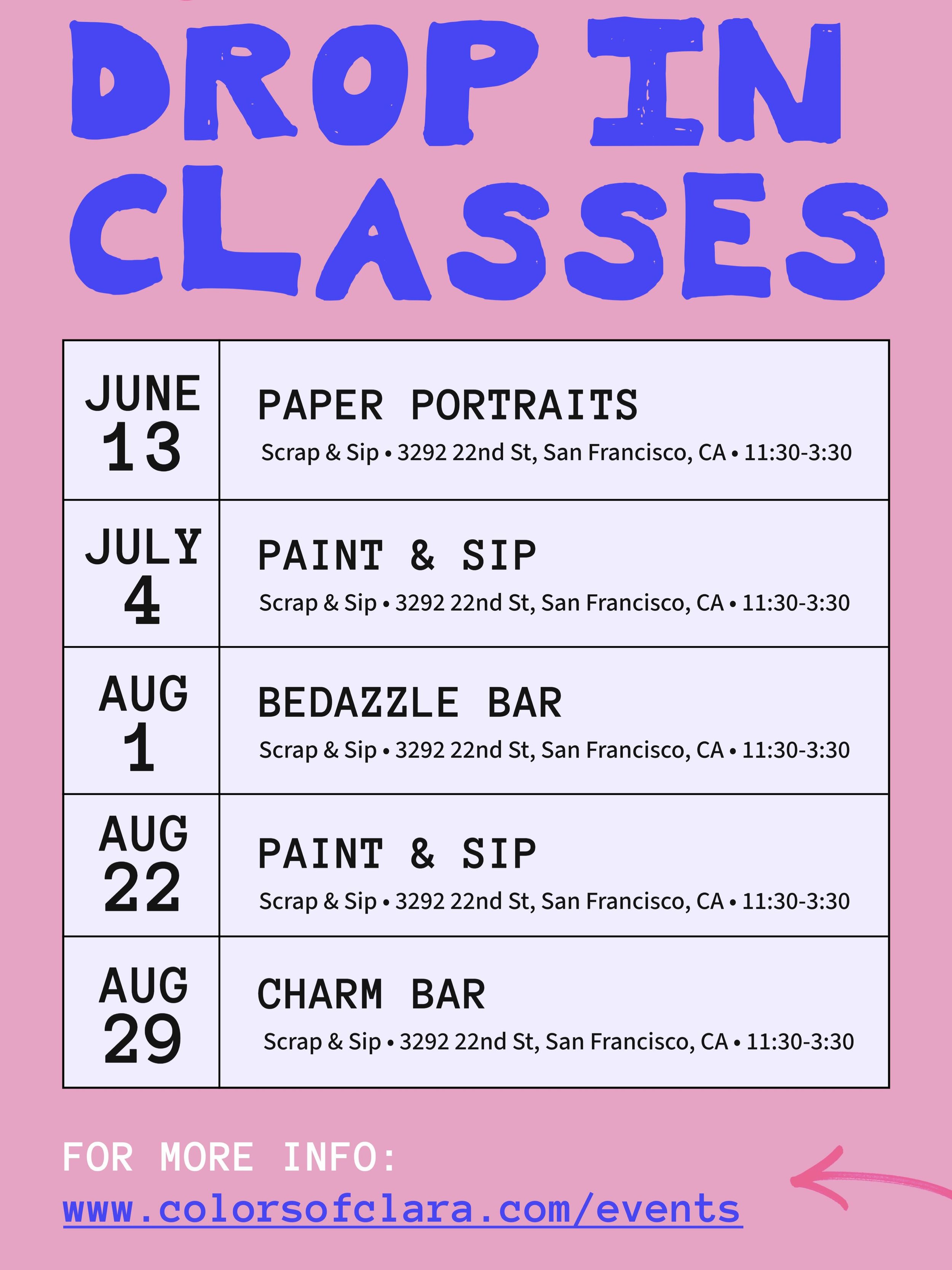 Got some fun drop-in workshops planned at Scrap &amp; Sip!

Event links in bio for details and signup 💖