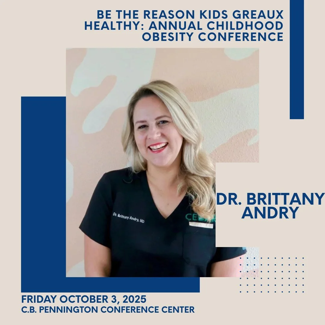 Dr. Andry of CEDAR Health has been invited to serve as the eating disorder specialist at the upcoming Greaux Healthy Obesity Medicine Conference at C.B. Pennington Jr. Conference Center! 🎤
As part of Greaux Healthy&rsquo;s mission to prevent childho