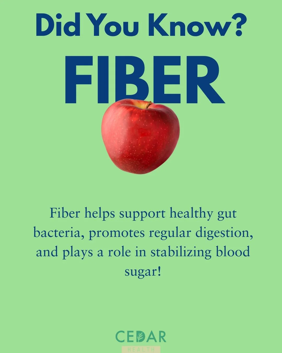 📢 Did you know? Fiber = steady energy ⚡ + happy digestion 🌿 + feeling full &amp; balanced 🍎
Fiber plays a huge role in:
🌱 Supporting gut health
🌱 Balancing blood sugar
🌱 Keeping you fuller, longer
🌱 Supporting heart health
Some quick ways to a
