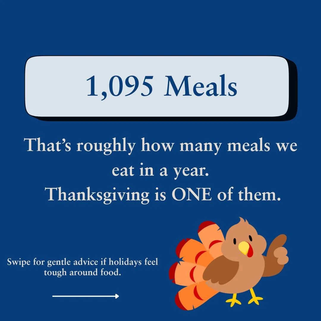 Thanksgiving is just 1 of 1,095 meals this year. Don&rsquo;t let fear around food steal your joy! 🍂✨
Swipe for tips to enjoy the holiday: focus on nutrition, ditch the &ldquo;good vs bad&rdquo; mindset, and savor the moments with loved ones.
We hope
