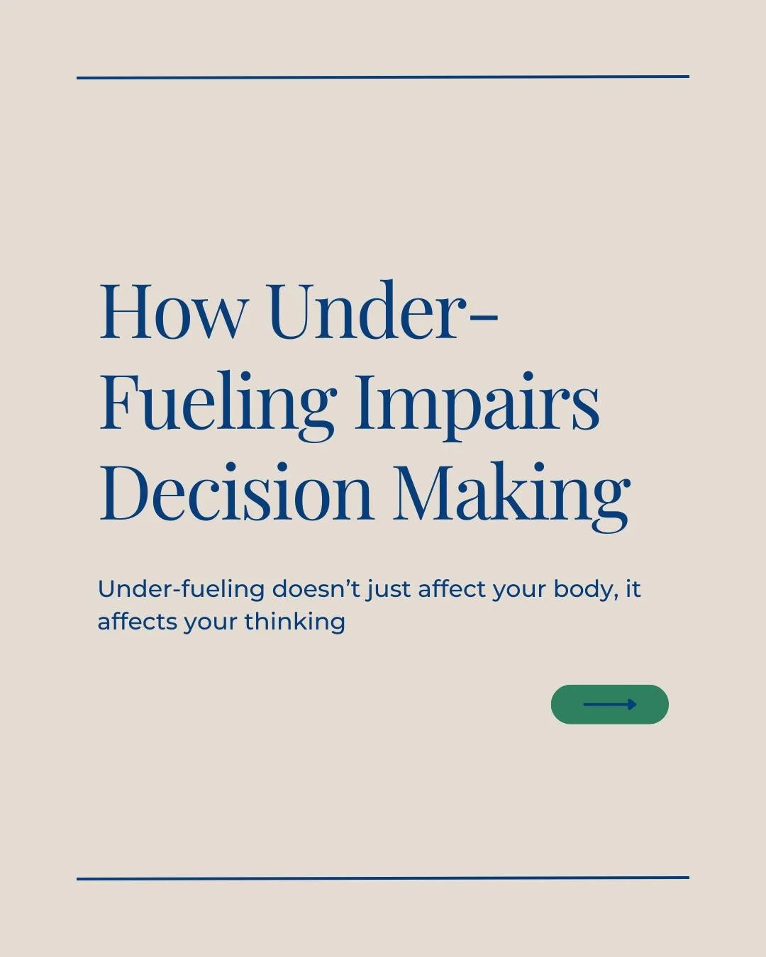 Under-fueling doesn&rsquo;t just affect your body, it affects your brain, too.

When your brain isn&rsquo;t getting enough energy, decision-making, focus, and flexibility all take a hit. Things can feel more overwhelming, more black-and-white, and ha