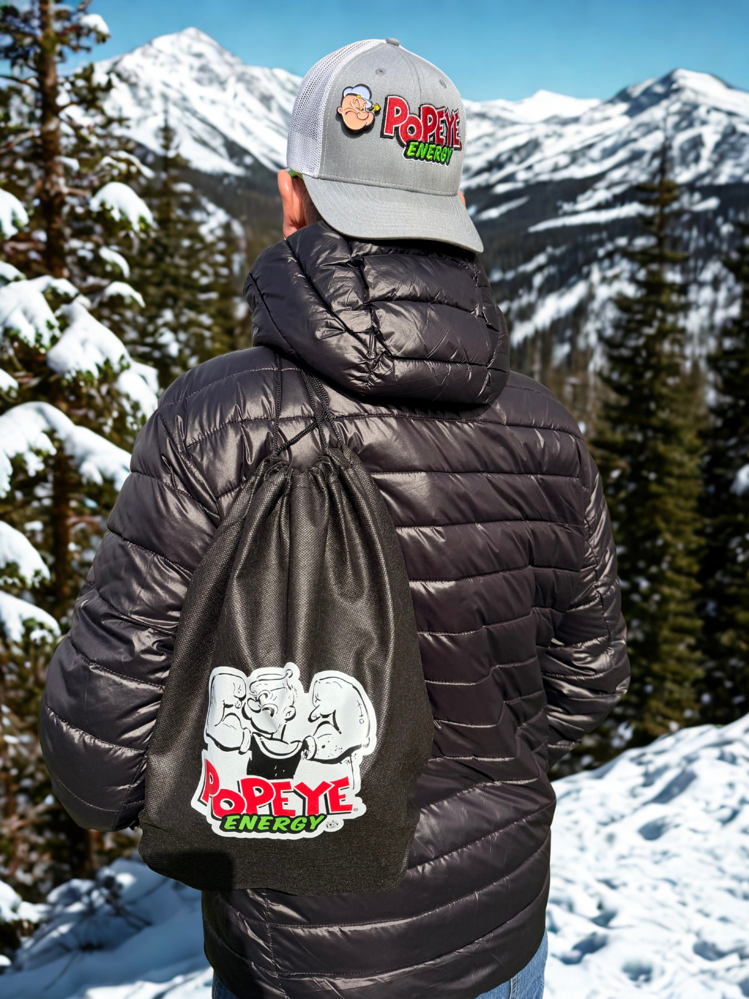 Popeye Energy branded cinch bag