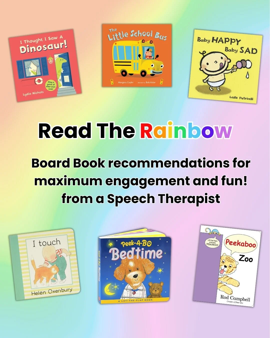 If you like these, comment BOARD BOOKS below and I will send you a list I have compiled of board books categorized by themes! 

📚🌈Read the Rainbow! 🌈📚Here are some amazing board books for maximum engagement and fun! These will definitely get your