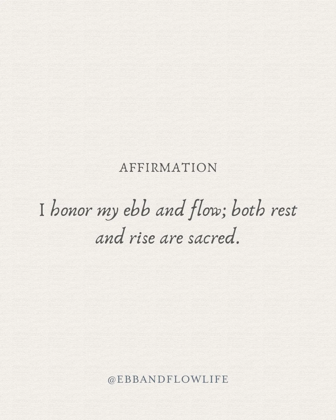 To honor your ebb and flow is to trust that both stillness and movement have their place. πβ¨β 
β 
You are not meant to be constant — you are meant to cycle.β 
β 
Both rest and rise are sacred expressions of your feminine rhythm.β 
β 
β 
#affirmation