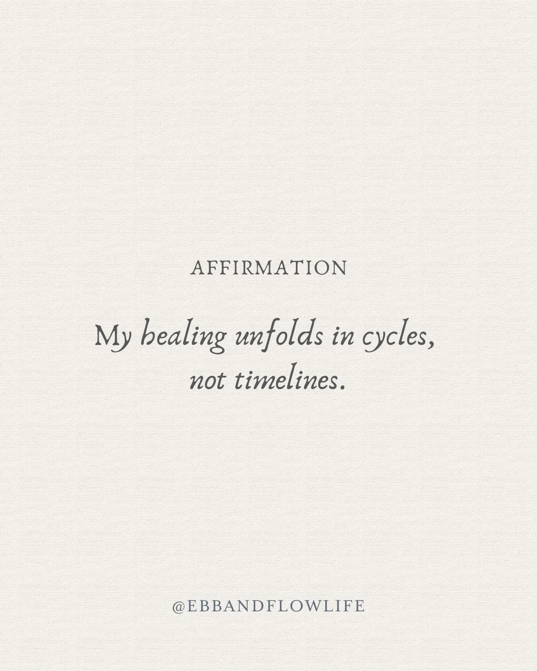 Affirmation: My healing unfolds in cycles, not timelines. ⁠
⁠
Reminder: You mustn't ascribe to anyone's agenda but your own.⁠
⁠
For more on the spiral path of feminine healing, read a blog post I recently wrote on the topic at ebbandflowlife.com/blog