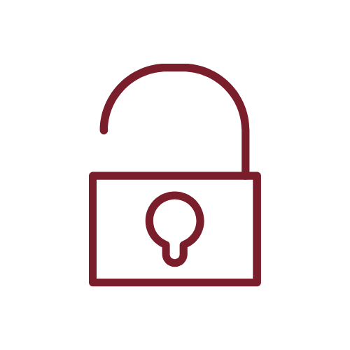Geometric drawing of an outline square with sections divided by vertical, horizontal, and half circle lines.