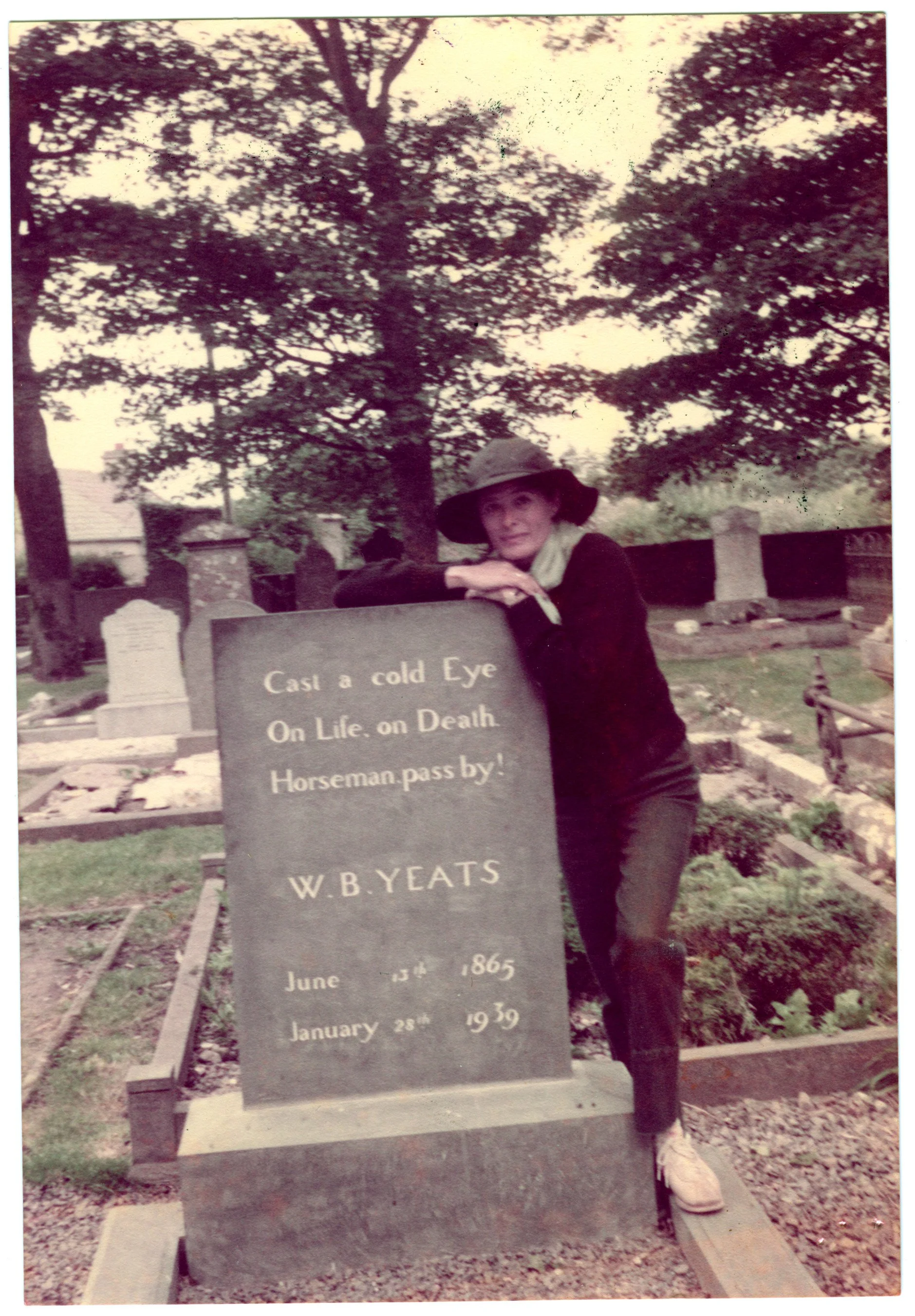 Ruth at Yeats' grave in Drumcliffe Parish Church cemetery in County Sligo