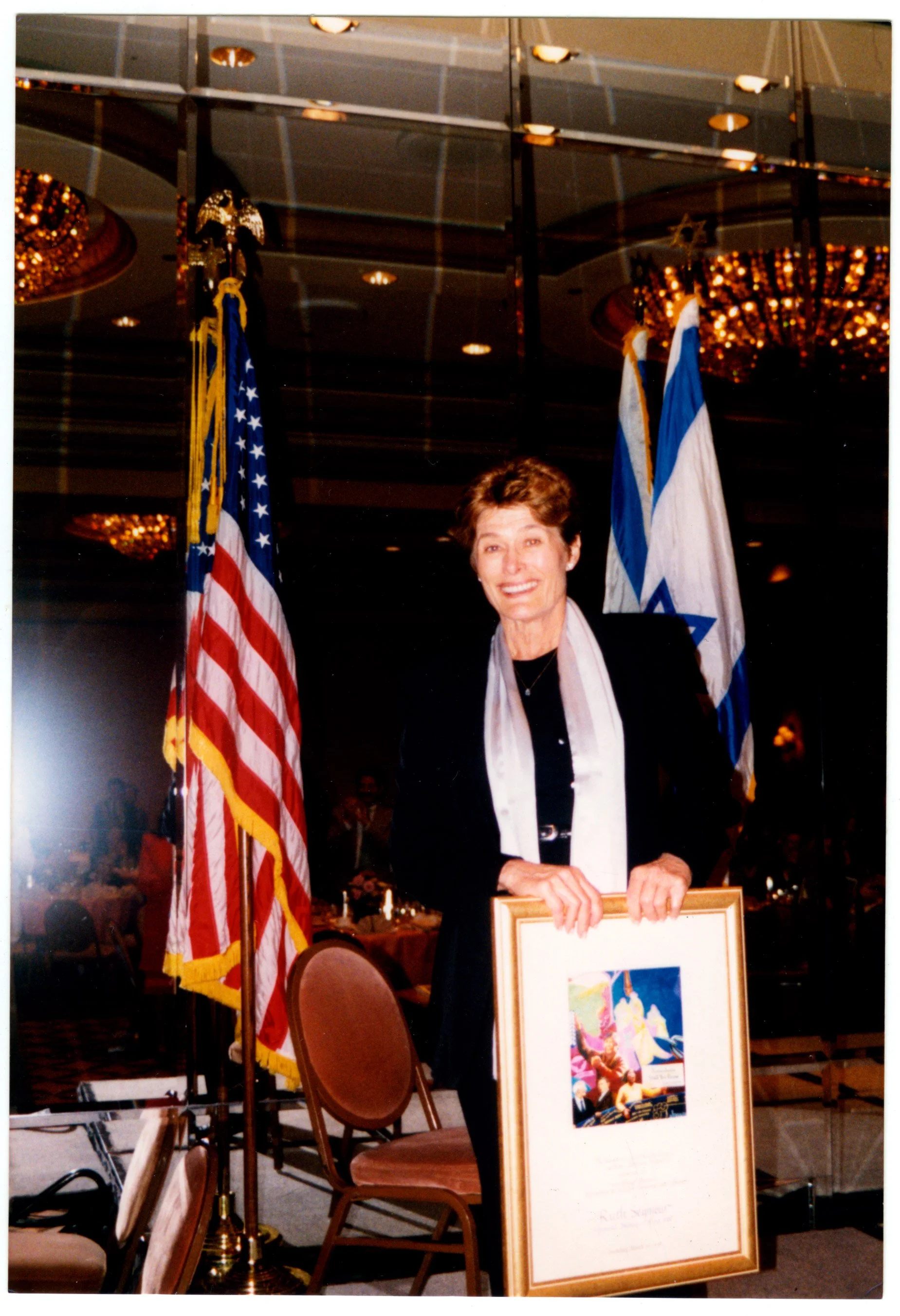 Ruth winning the Yiddishkayt Award for service and culture from The Workmen's Circle