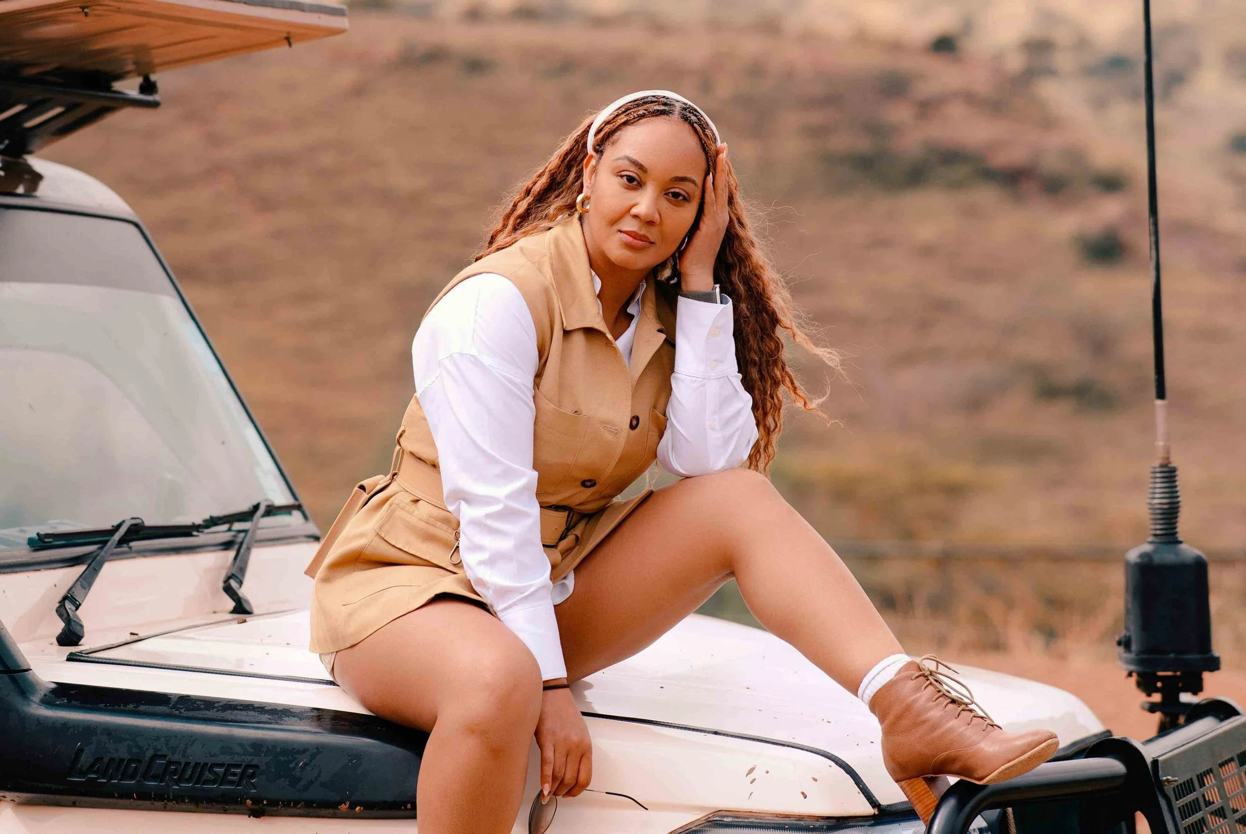 A traveler on a wildlife safari in Kenya