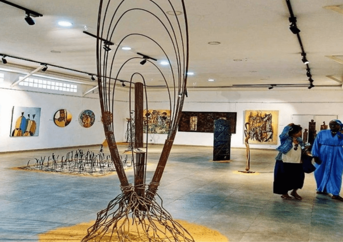 A photo of an art exhibition at the village des arts in Senegal