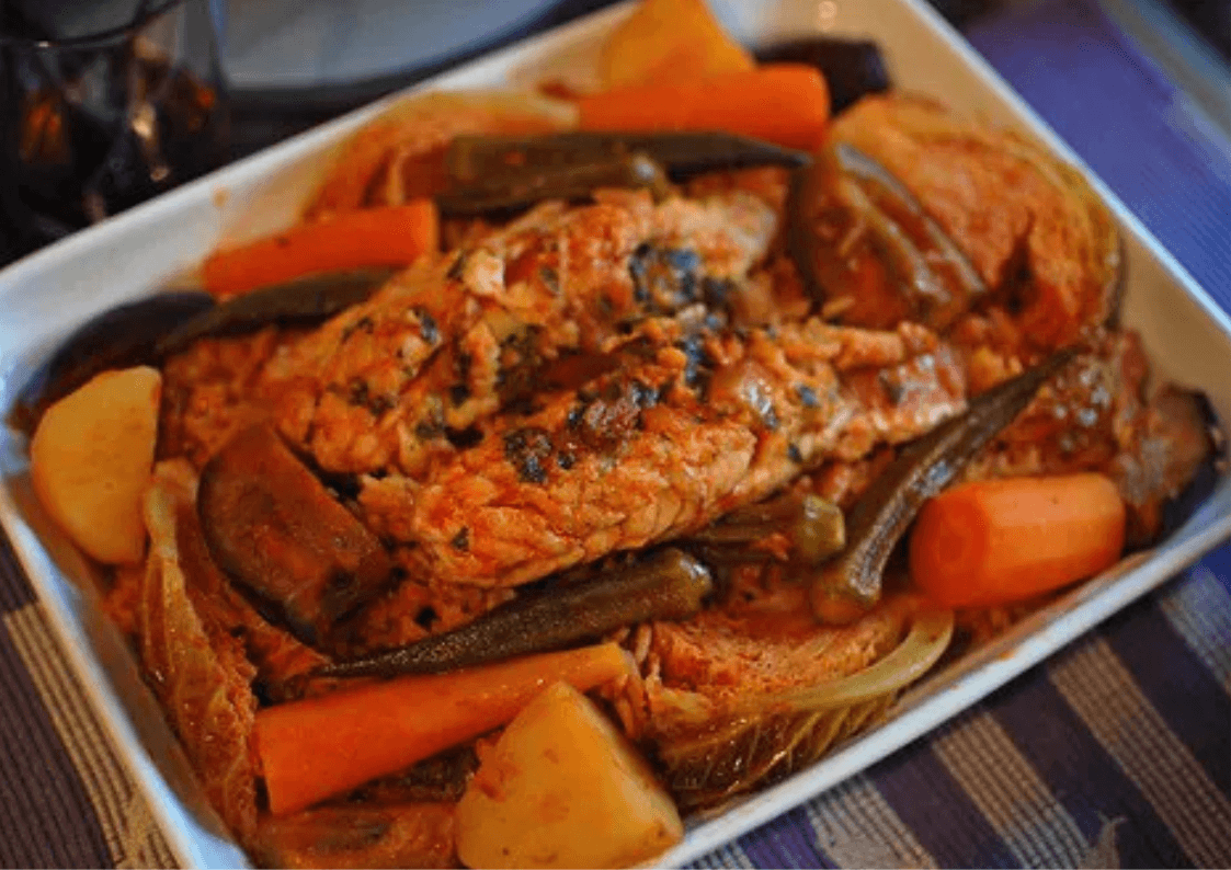 A picture of Senegal's common dish-Thiéboudienne