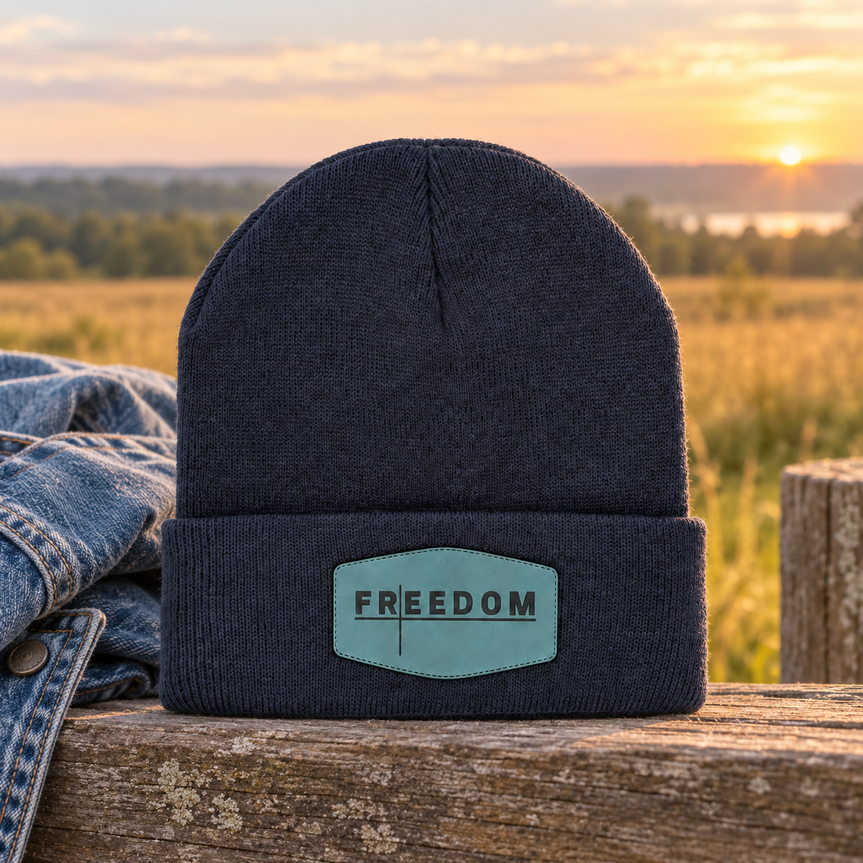 Freedom Cross Leather-Patch Beanie