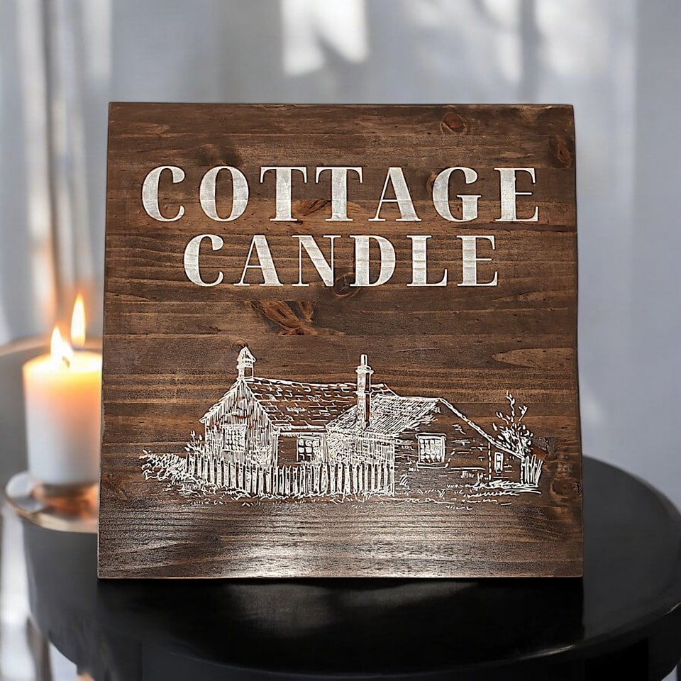 🌟 Exciting Project Alert! 🌟

We recently had the pleasure of creating a custom wooden sign for Cottage Candle! This beautiful piece features a stunning laser-engraved image of a cozy cottage, complete with inlaid white paint that adds a touch of el