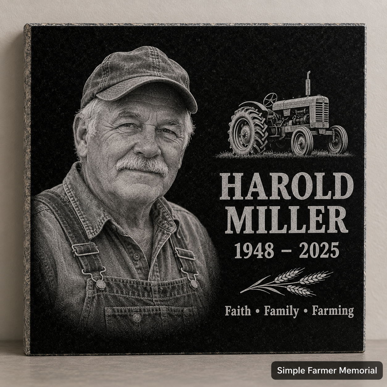 Personalized Granite Farmer Memorial