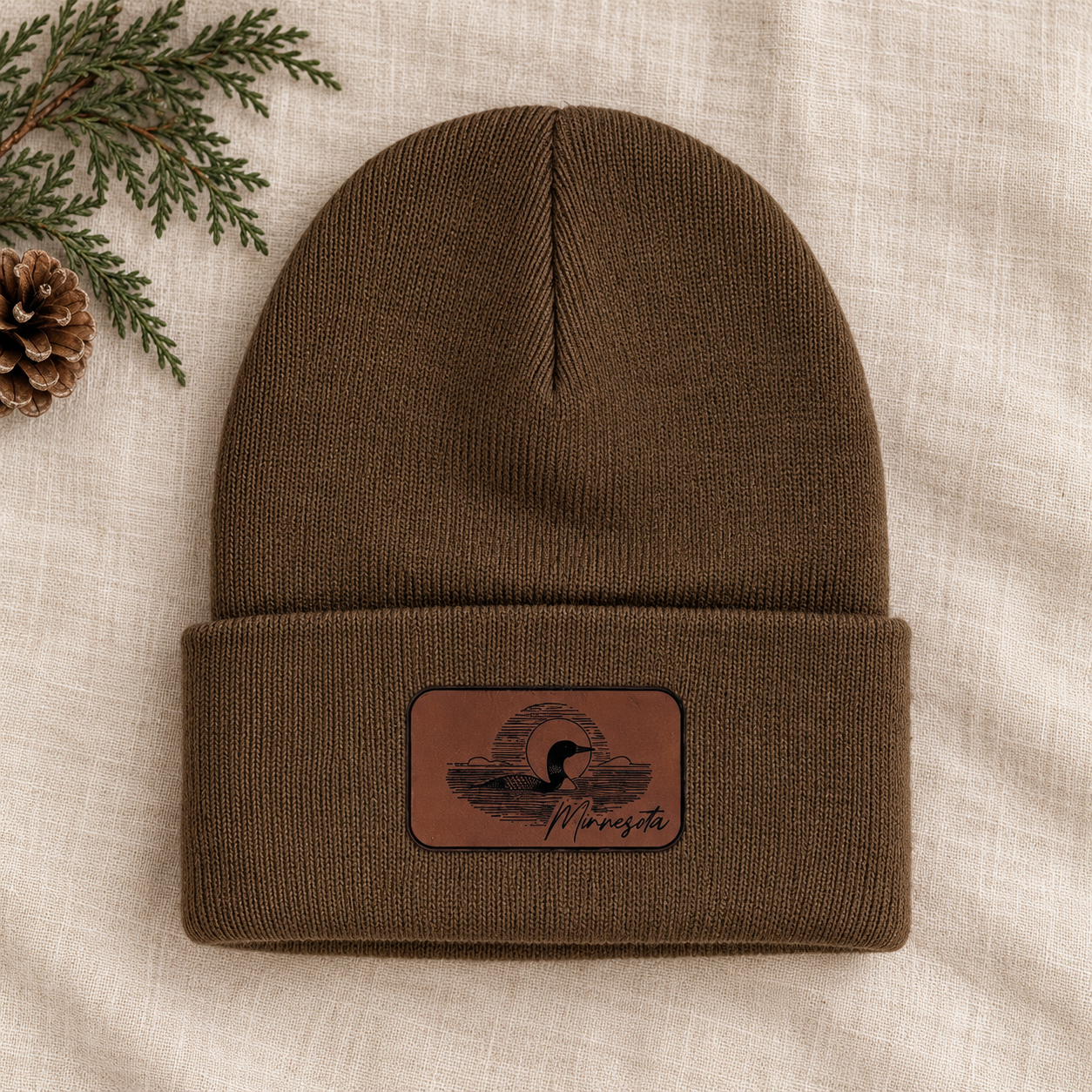 Minnesota Loon Leather-Patch Beanie