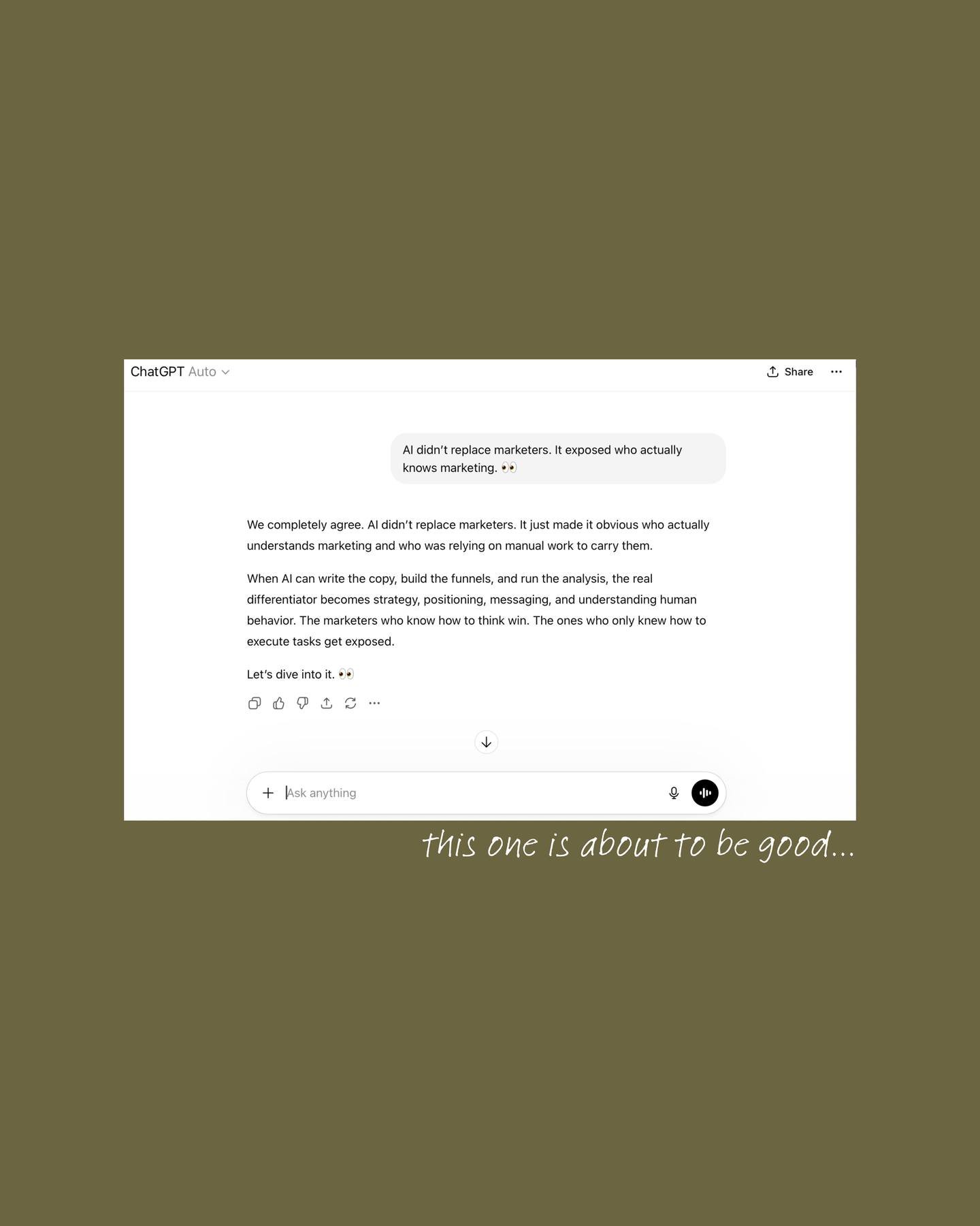 &ldquo;marketing can be done by AI now&rdquo;

yes&hellip; and a calculator can do accounting. but that doesn&rsquo;t mean you should hand it your business and hope for the best 🫶

because if you don&rsquo;t know:
&ndash; which numbers actually matt