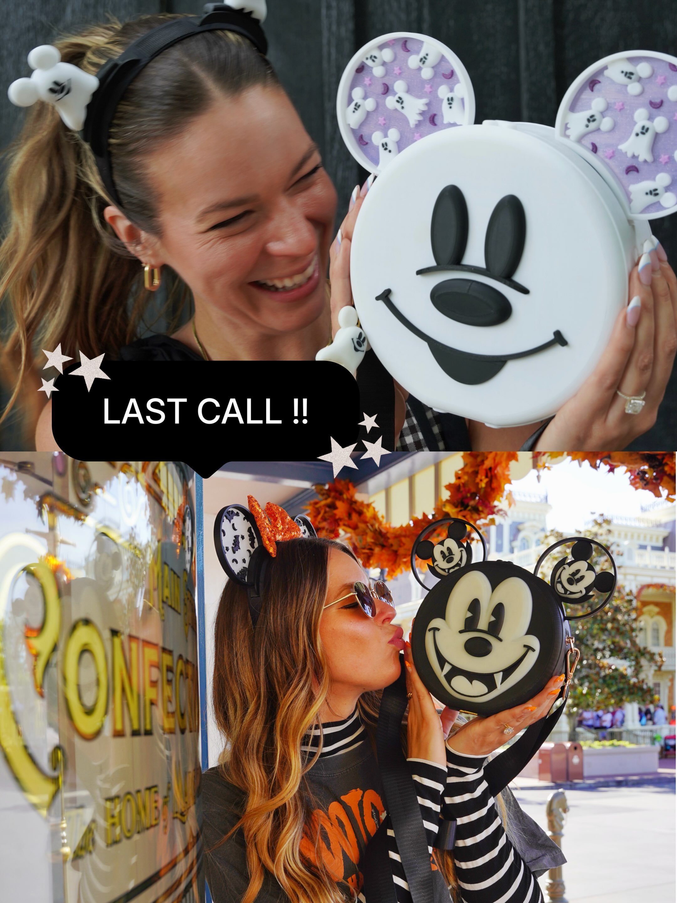 Can&rsquo;t believe it but&hellip; LAST CALL! Yall have almost sold us out for the season on BOTH our Ghoulie Mouse Purse and our Vampire Mouse Purse! &bull;
👻 GHOULIE MOUSE: comes with the FREE ghost mouse all over print ears to attach to the bag! 