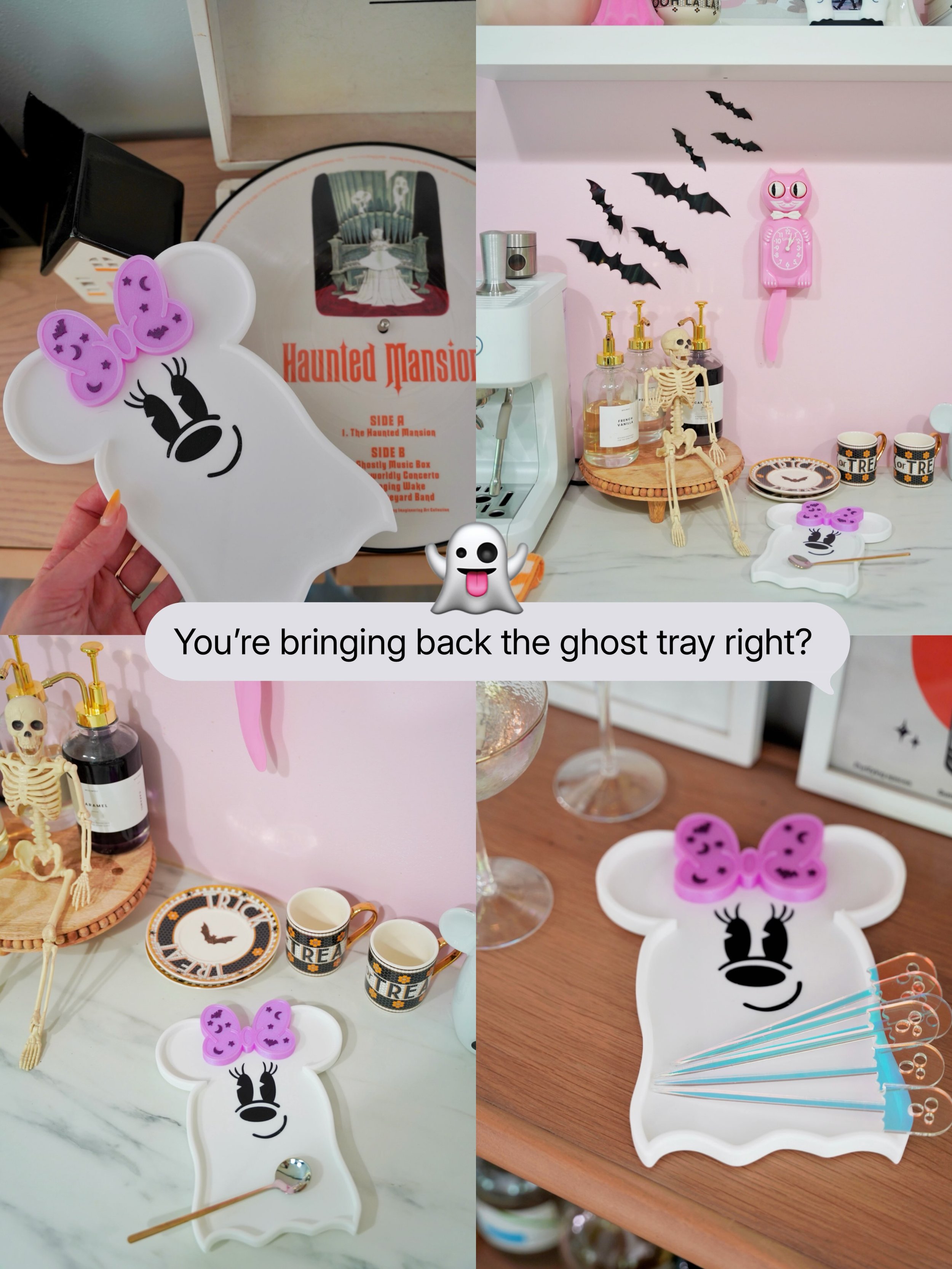 Friday @ 6 PM CST. 👻 rising from the grave; the fan fave &ldquo;Ghostie Trinket Tray&rdquo; got a new spooky shimmering look for this szn !! &bull;
🔮 This Halloween home drop we took inspo (big and small) from our favorite mansion and Leota said GH