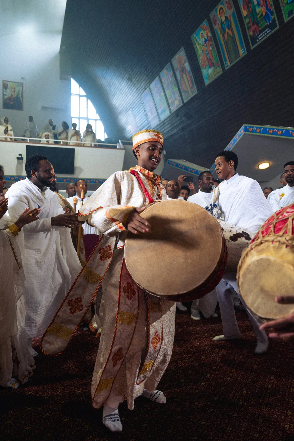 Celebration with drums in a church
