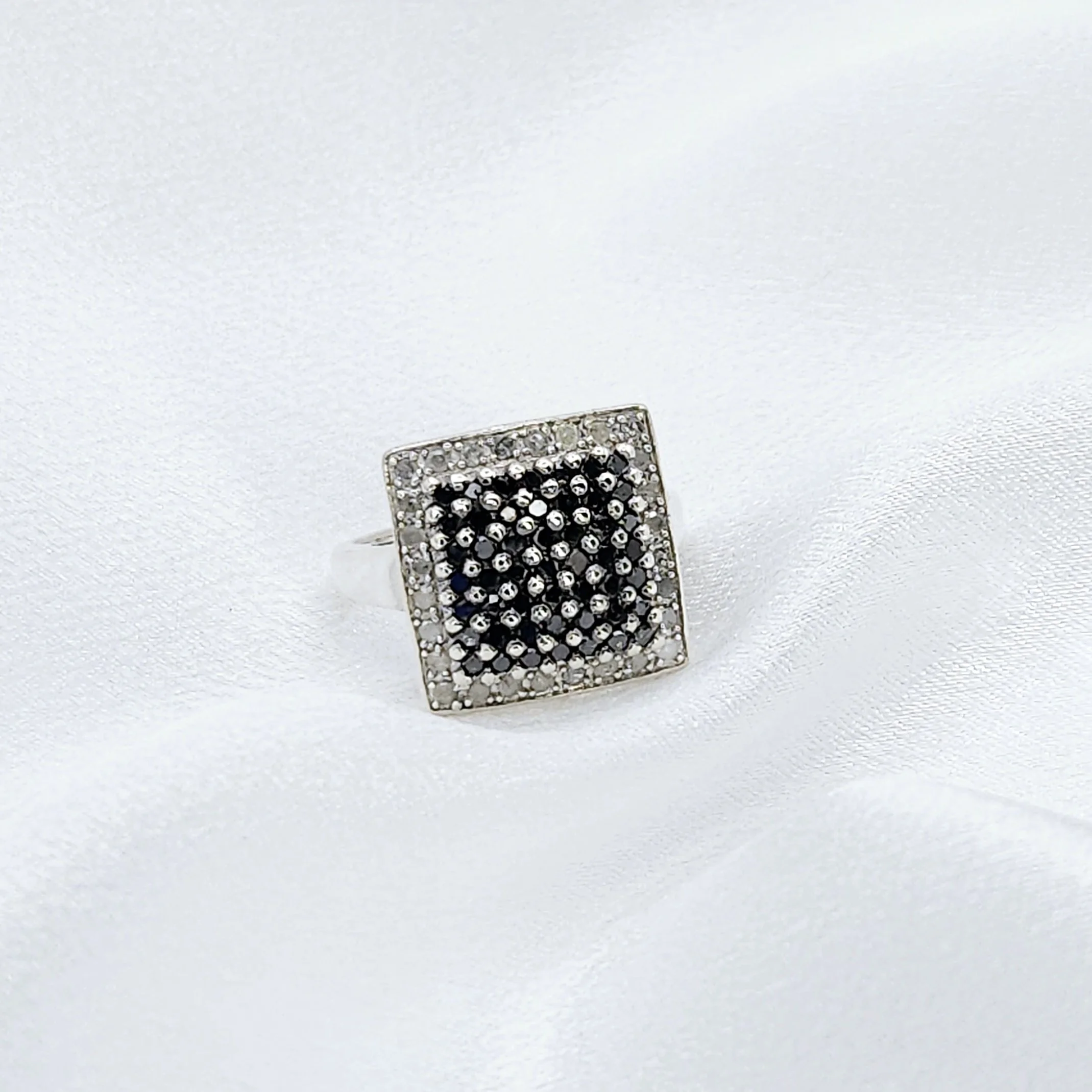 Black And White Diamond Cluster Ring (.77 CWT)