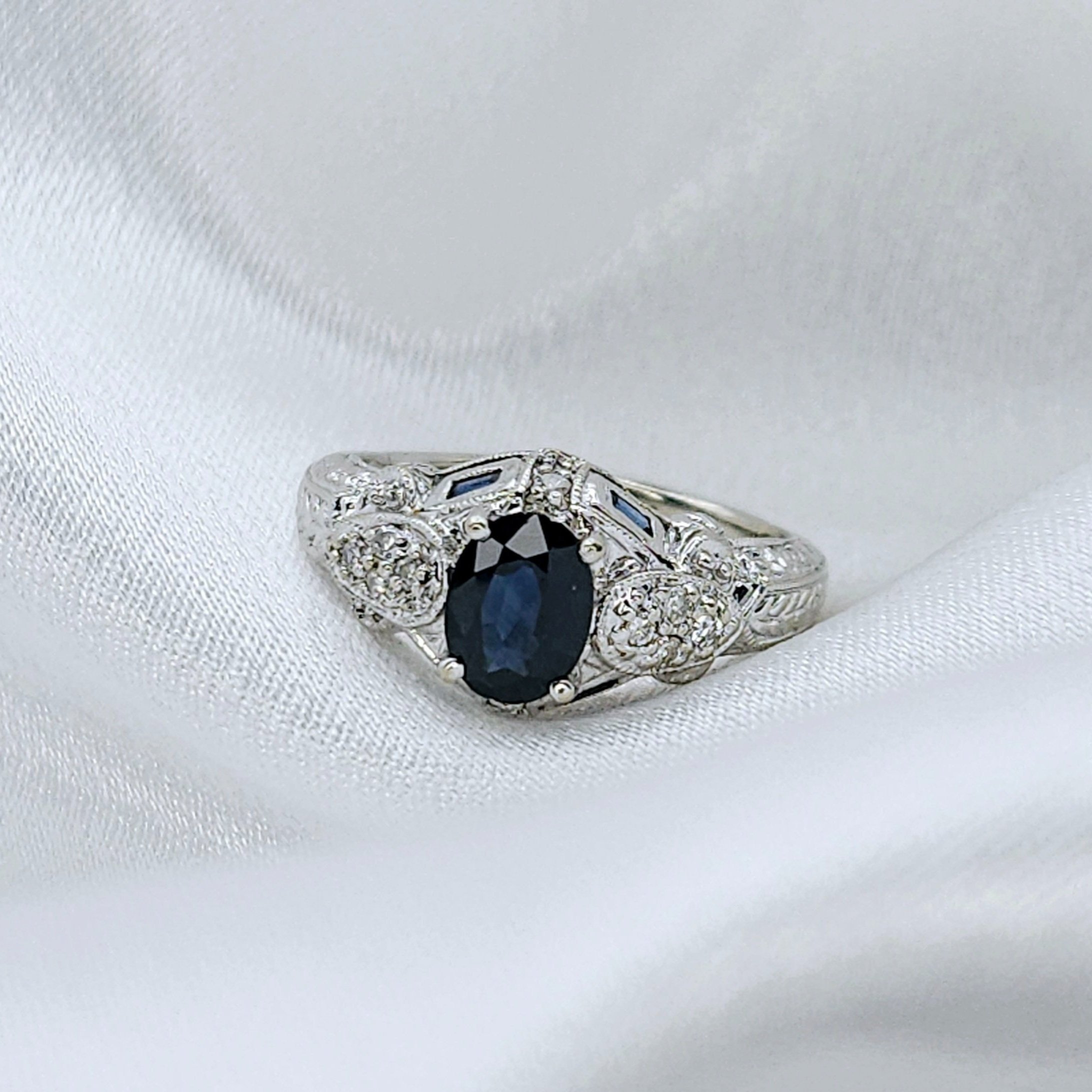 Vintage ArtCarved Sapphire And Diamond Ring