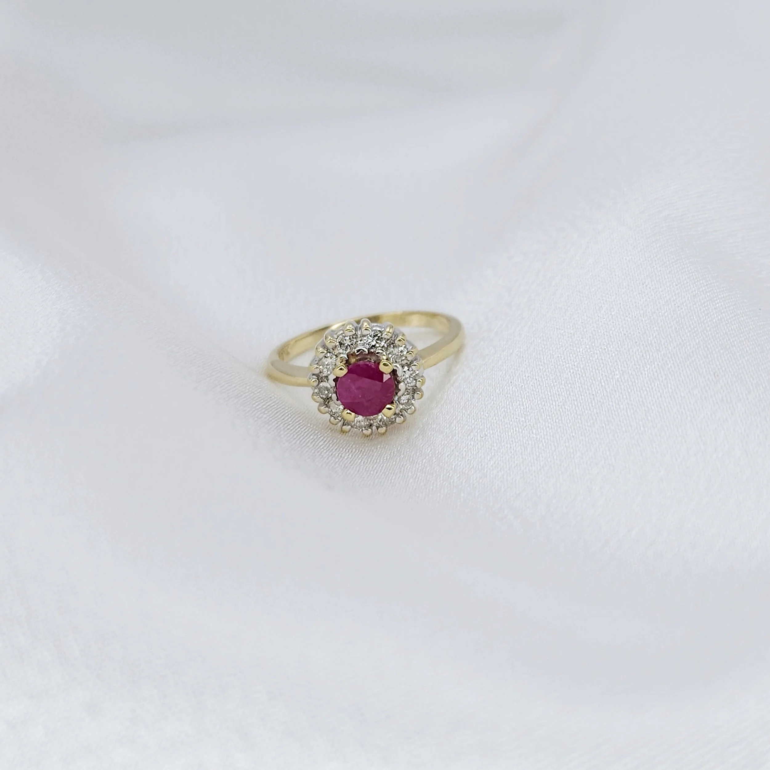 Estate Ruby Diamond Halo Ring (.65 CT)