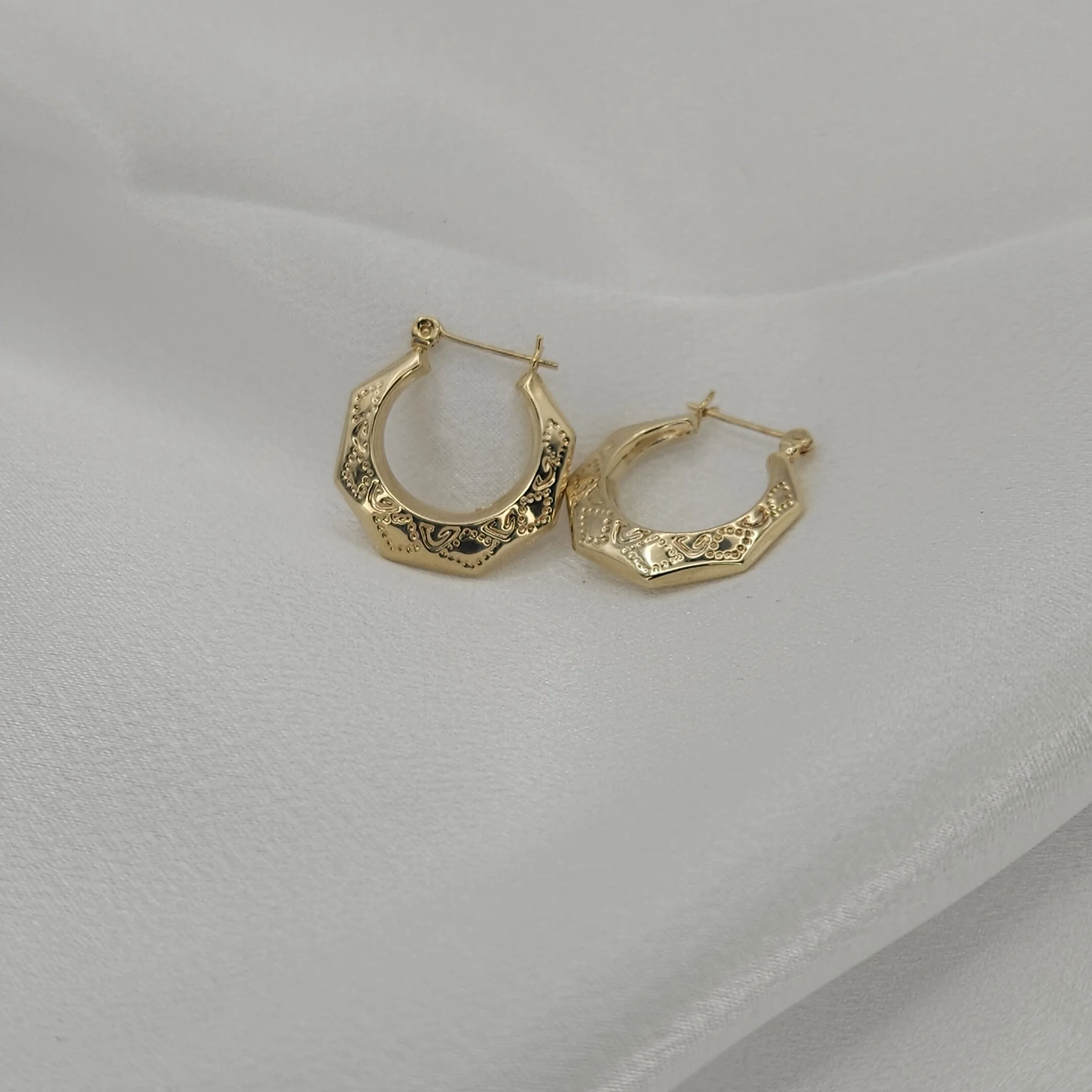 Etched Geometric Hoop Earrings