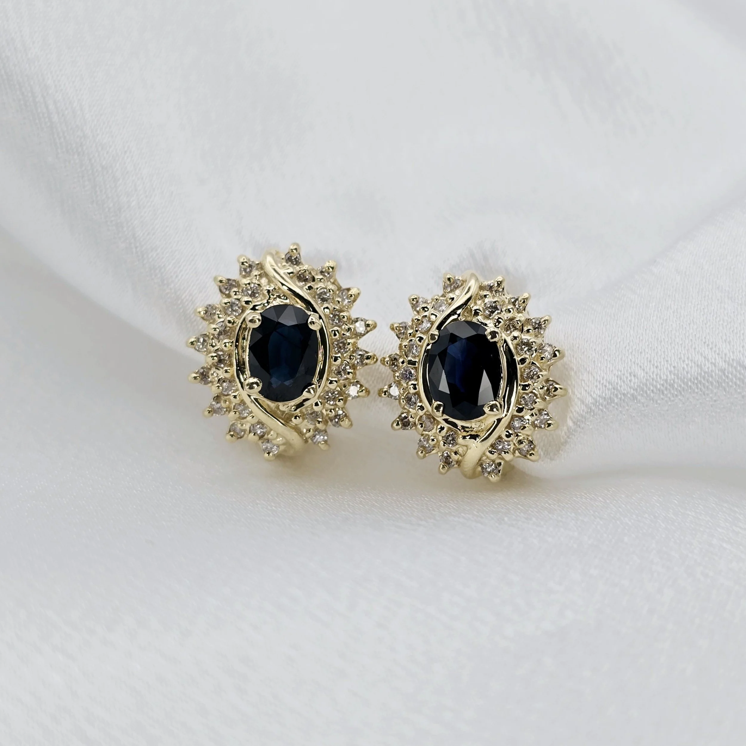 Estate Sapphire And Diamond Earrings
