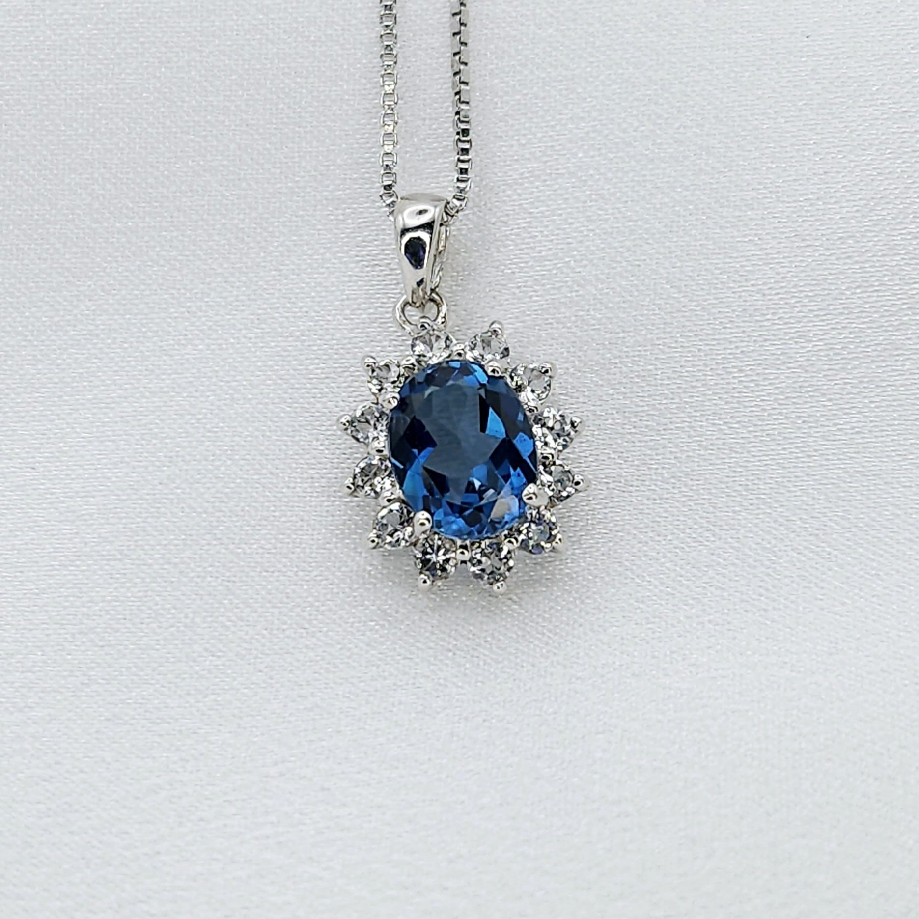 London Blue Topaz Halo Pendant (2.50CT)