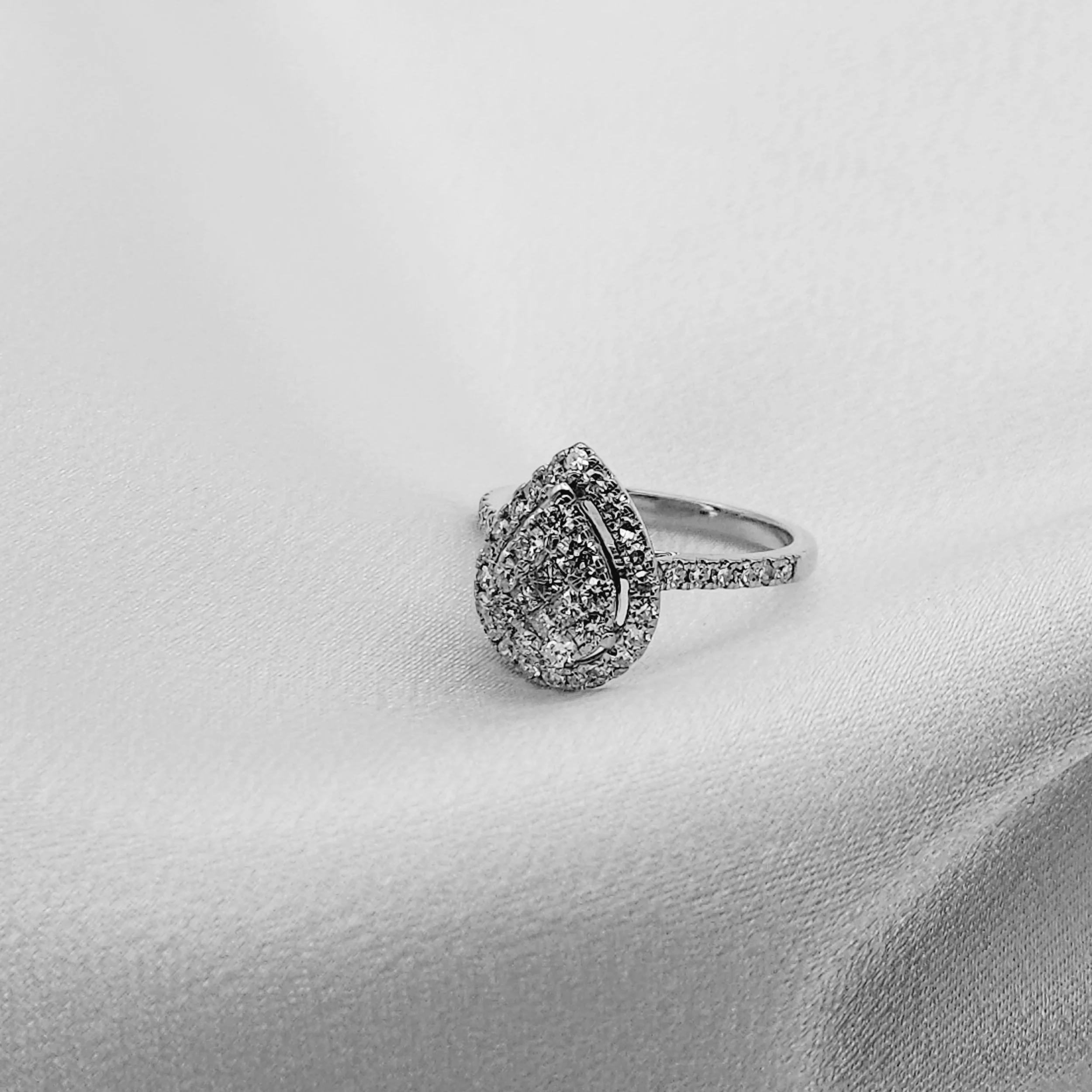 Pear-Shaped Halo Cluster Engagement Ring (.90 CTW)