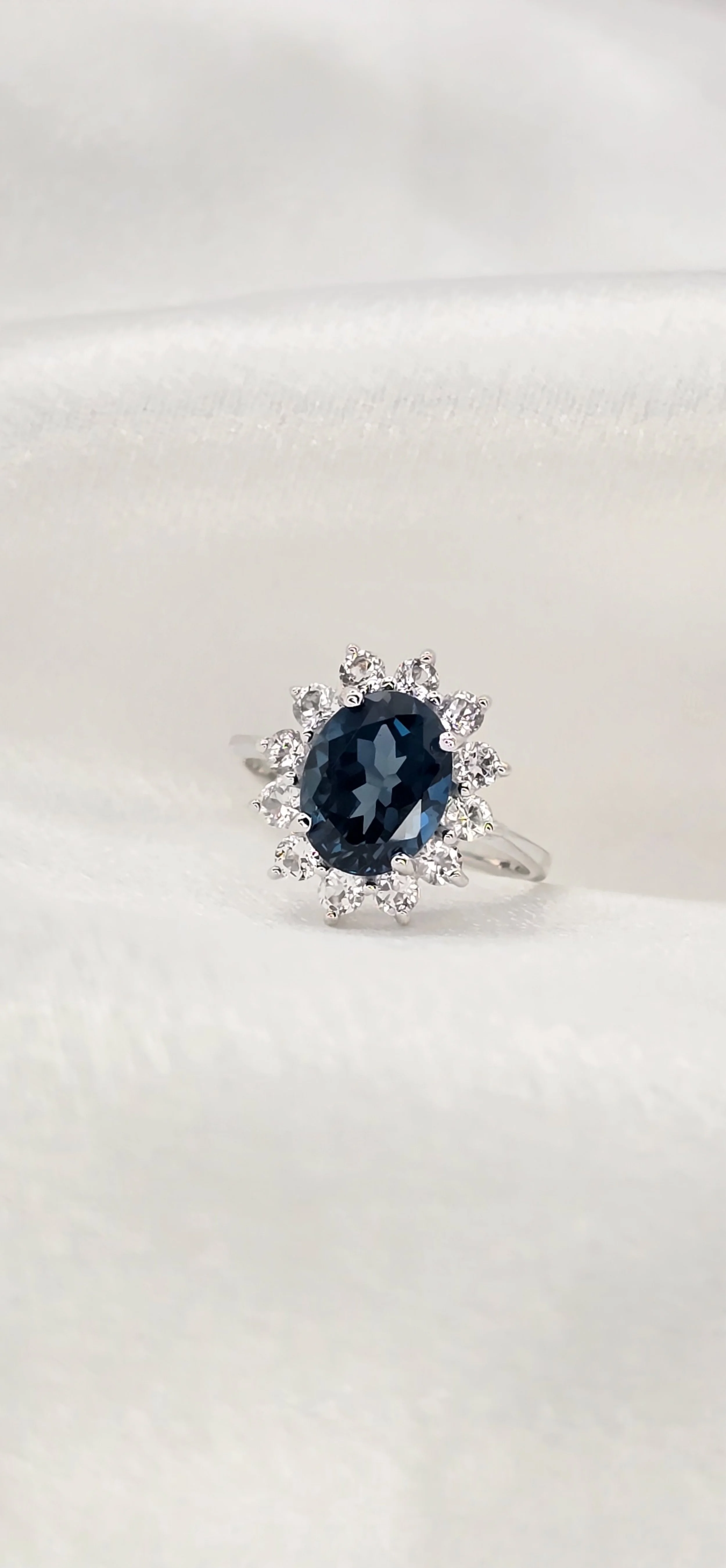 London Blue Topaz Halo Ring (2.50 CT)