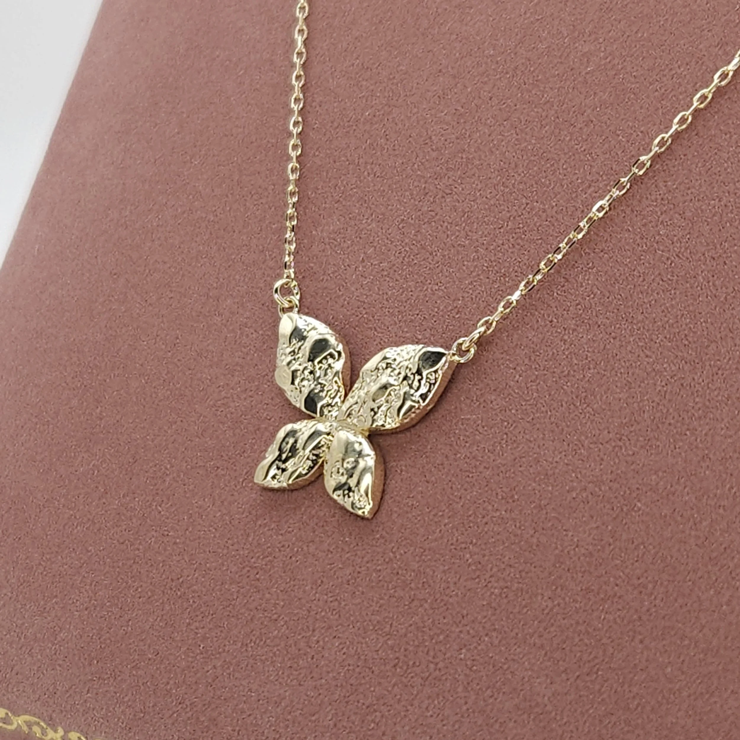 Estate Nugget Style Butterfly Pendant Necklace (17")