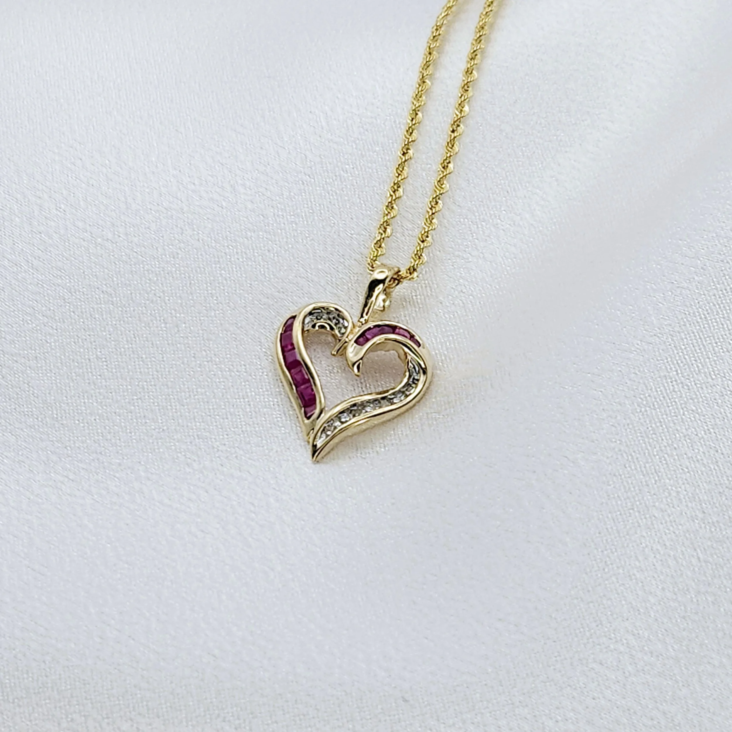 Ruby And Diamond Heart Pendant