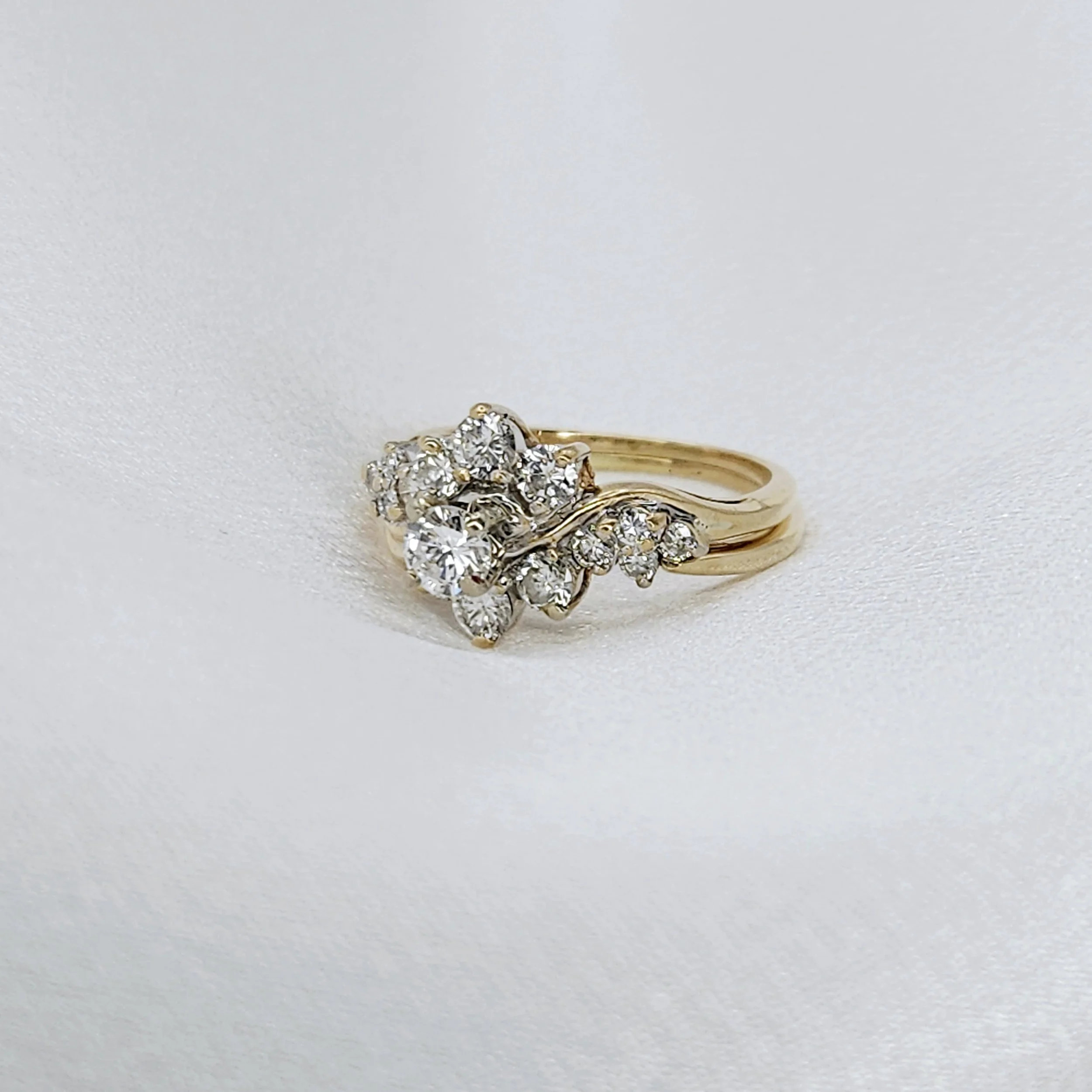 Vintage Diamond Cluster Bypass Ring (1.01 CWT)
